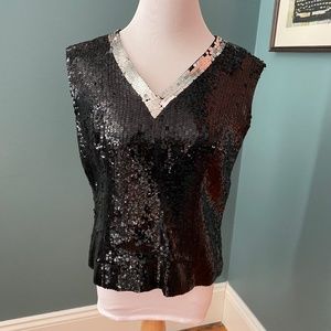 Vintage Dynasty brand Black and Silver Sequin Top M